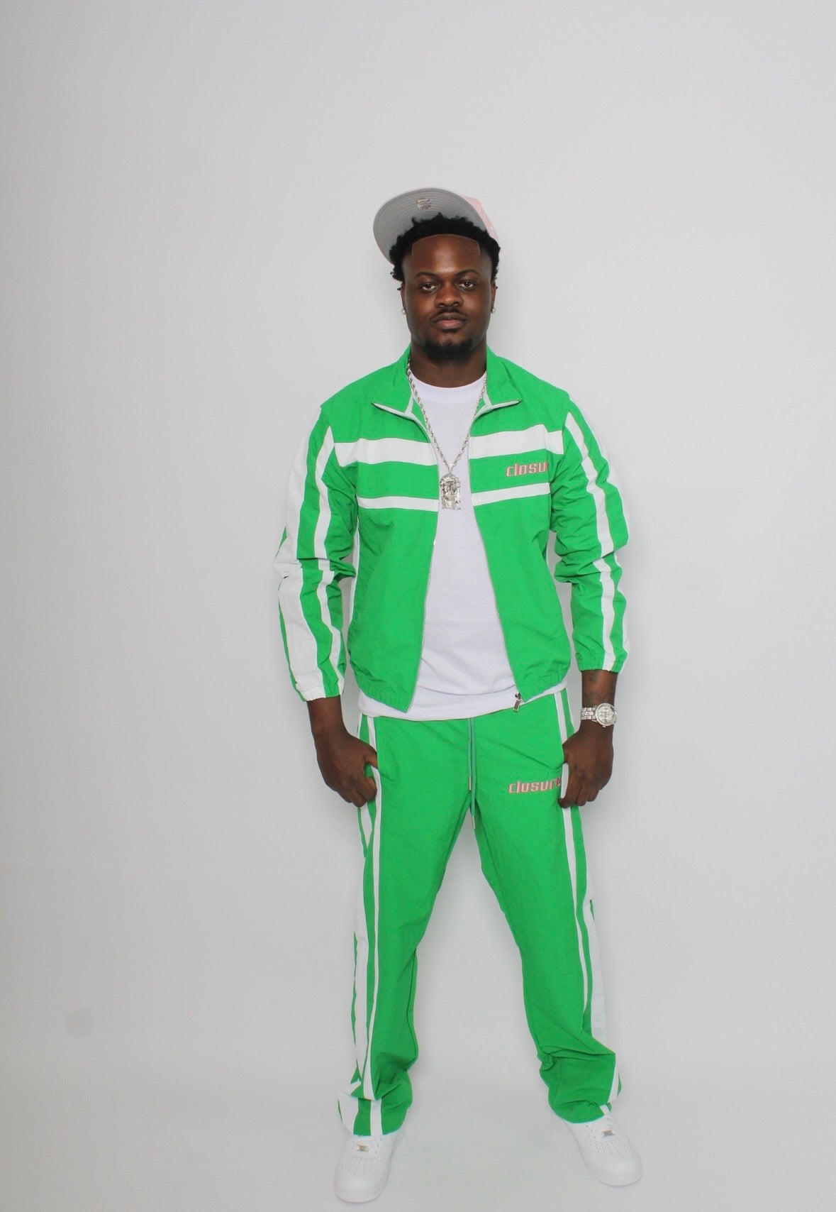 (Closure nylon Tracksuit) Green,White,pink